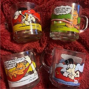 Garfield Comic Glass Mug Set - Vintage 1978 McDonalds in Great Condition